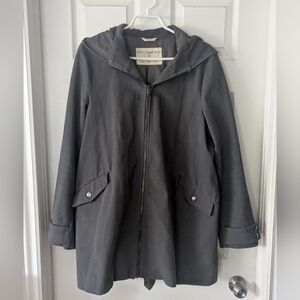 Will's Vegan Store Vegan Wool Long Hooded Coat Grey Size L